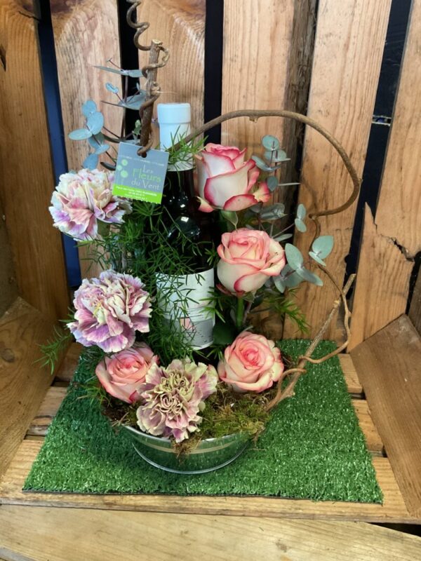 Composition fleurs et vin